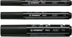 STABILO Marqueur acrylique FREE, set de 3, noir