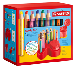 Set de table, 15 crayons couleur Woody 3 in 1