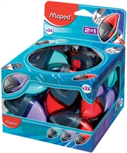 Maped Taille-crayon et gomme Moondo, 2-en-1, présentoir 24