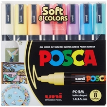 POSCA Marqueur à pigment PC-5M étui de 8 - couleurs pastels