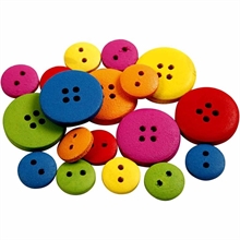 Boutons en bois, d: 12-20 mm, couleurs assorties, 2-4 trous, 360 assortis