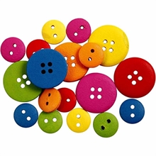 Boutons en bois, d: 12-20 mm, couleurs assorties, 2-4 trous, 360 assortis