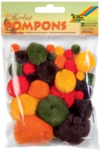 Pompons, 30 pièces, couleurs d'automne