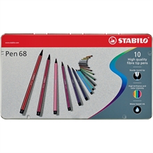 STABILO Feutre Pen 68, étui métallique de 10