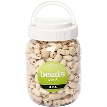 Pot de 400ml perles en bois, dim. 5-28 mm, , 175 g