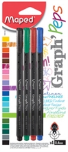 Maped Fineliner Graph'Peps, assorti, carte blister de 4