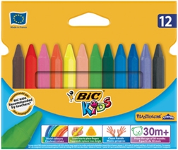 BIC Crayon de cire Plastidecor Triangle, étui de 12