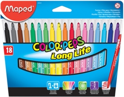 Maped Feutre COLOR'PEPS, étui en carton de 18, largeur du