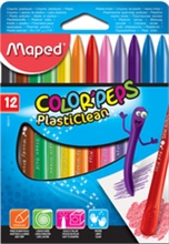 Maped Crayons de cire COLOR'PEPS PlastiClean, étui de 12