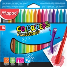 Maped Crayons de cire COLOR'PEPS PlastiClean, étui de 18