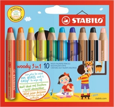 STABILO Crayon multifonctions woody 3 en 1, étui carton de