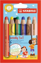 STABILO Crayon multifonctions woody 3 en 1, étui carton de 6