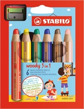 STABILO Crayon multifonctions woody 3 en 1, étui carton de 6