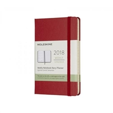 MOLESKINE Calendrier 2018 12M P/A6 854054 1W=1S+ligné,HC,rouge éclar.