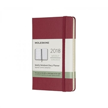 MOLESKINE Calendrier 2018 12M P/A6 855686 1W=1S+ligné,HC,bordeaux